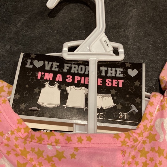 Girls pink white unicorn 3 piece set of t-shirt, Tank and shorts size 3T - NWT - Picture 9 of 9
